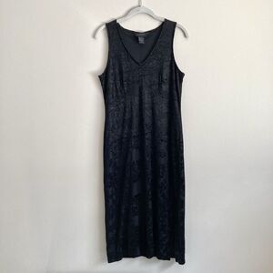 Express Vintage Y2K Crushed Velvet Dress Black Size 7/8 Whimsigoth Goth 90s
